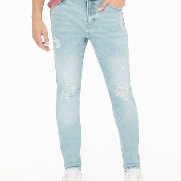 Aeropostale Aero Skinny Performance Denim Blue Jeans 36x32 Light Wash TruTemp365 - Picture 1 of 4